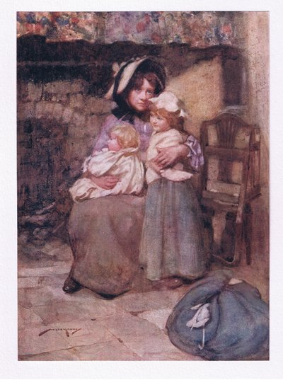 E beijou as suas meninas irreflectidas com muitas lágrimas, e aplaudiu-as de perto, em tristeza duplamente querida (cor litho) de William Lee Hankey