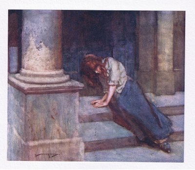 E, beliscado pelo frio, e encolhendo do duche, com o coração pesado deplora essa hora sem sorte (cor litho) de William Lee Hankey