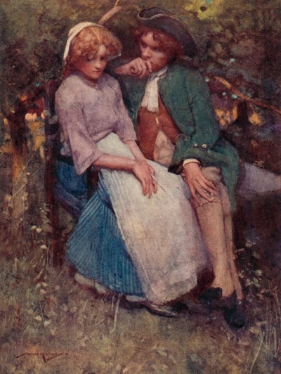 Ilustração para The Deserted Village por Oliver Goldsmith (cor litho) de William Lee Hankey
