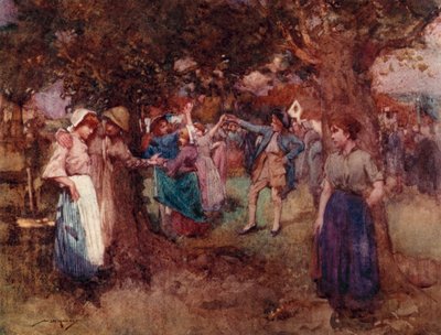Ilustração para The Deserted Village por Oliver Goldsmith (cor litho) de William Lee Hankey