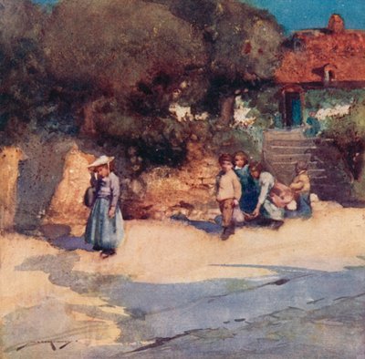 Ilustração para The Deserted Village por Oliver Goldsmith (cor litho) de William Lee Hankey