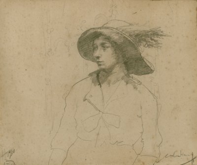 Estudo para um retrato de uma mulher sentada com chapéu de William Lee Hankey