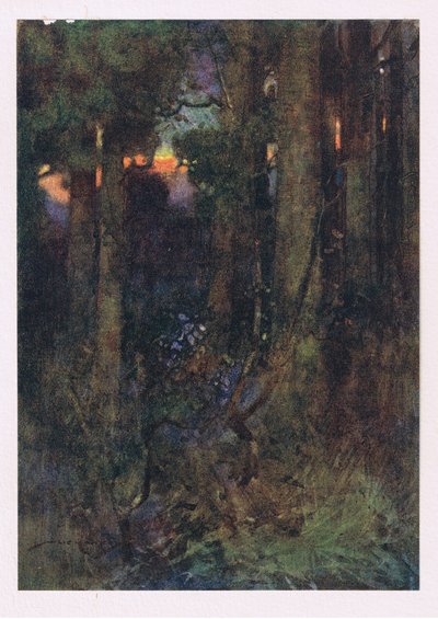 Aqueles bosques foscos onde as aves se esqueceram de cantar, mas morcegos silenciosos em cachos sonolentos agarram-se (cor litho) de William Lee Hankey