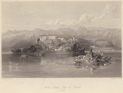 Isola Lecchi, Lago di Guarda, Itália (gravura) de William Leighton (after) Leitch