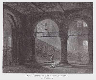 Transepto norte da Catedral de Cantuária (litografia) de William Lewis (after) Telbin