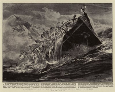 Uma viagem perigosa, uma tropa em um tufão a caminho de Hong Kong de William Lionel Wyllie