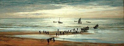 Cena de praia na costa norte da França (óleo sobre tela) de William Lionel Wyllie