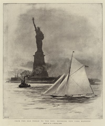 Do Velho Mundo ao Novo, entrando no Porto de Nova York de William Lionel Wyllie