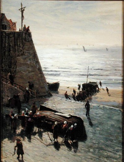 Arrasto do Barco de Pesca (óleo sobre tela) de William Lionel Wyllie