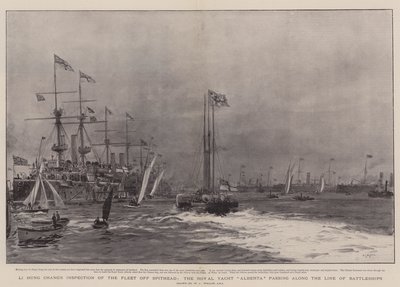 Li Hung Chang&39;s Inspeção da Frota de Spithead, o Royal Yacht Alberta passando pela Linha de Battleships de William Lionel Wyllie
