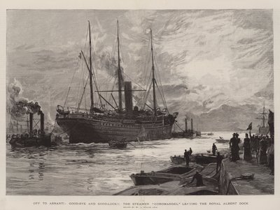 Para Ashanti, Adeus e Boa Sorte !, o navio Coromandel saindo do Royal Albert Dock de William Lionel Wyllie