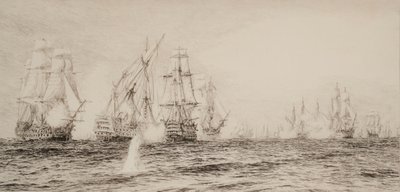 Navios, quatro mastros, engajados na batalha de William Lionel Wyllie