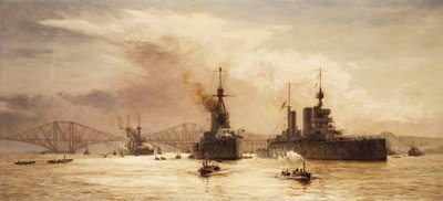 O Primeiro Esquadrão de Batalha que sai daqui para a Batalha da Jutlândia, 1917 de William Lionel Wyllie