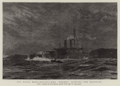 A mobilização naval, HMS Rodney correndo o bloqueio de William Lionel Wyllie
