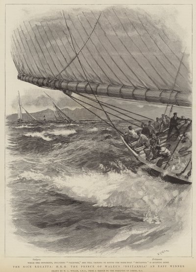 A regata de Nice, HRH Britannia do Príncipe de Gales e vencedor fácil de William Lionel Wyllie