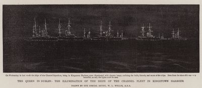 A Rainha em Dublin, a Iluminação dos Navios da Frota do Canal no Porto de Kingstown de William Lionel Wyllie