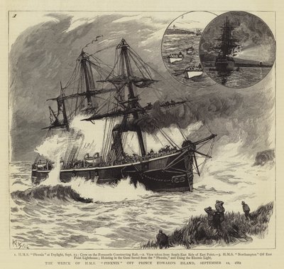 O Naufrágio do HMS Phoenix na Ilha do Príncipe Eduardo, 12 de setembro de 1882 de William Lionel Wyllie
