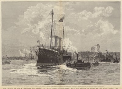 A abertura do Manchester Ship Canal, a Royal Yacht Enchantress com Her Majesty on Board, no Mode Wheel Lock de William Lionel Wyllie