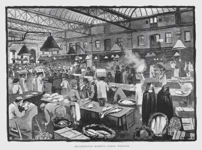 Billingsgate Market, Early Morning (litho) de William Luker