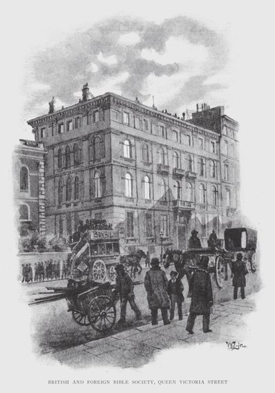 Sociedade Bíblica Britânica e Estrangeira, Queen Victoria Street (litho) de William Luker