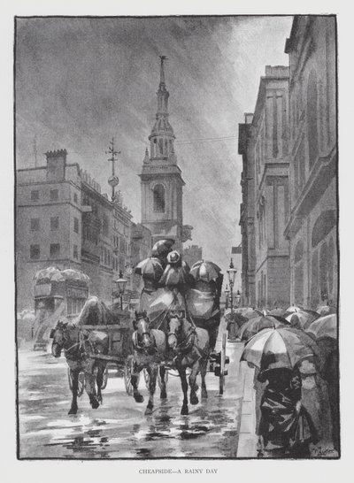 Cheapside, a Rainy Day (litho) de William Luker