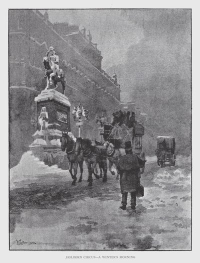 Holborn Circus, uma Manhã de Inverno (litho) de William Luker