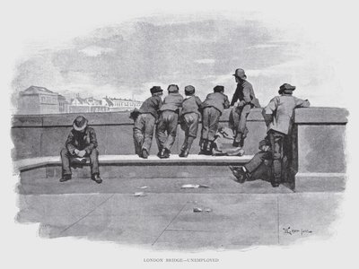 London Bridge, Desempregado (litho) de William Luker