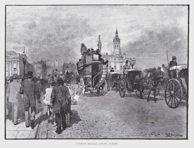 Ponte de Londres, atravessando (litho) de William Luker