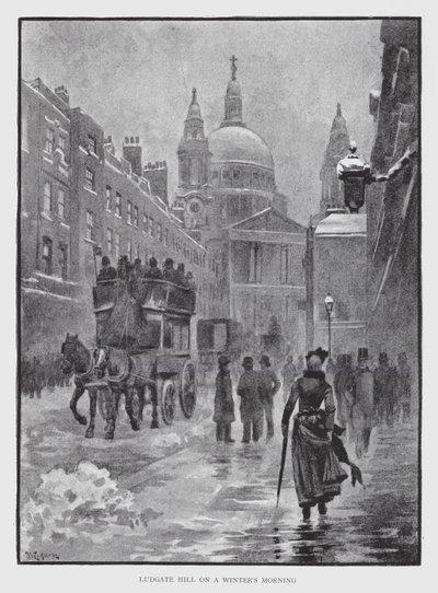 Ludgate Hill em uma manhã de inverno (litho) de William Luker