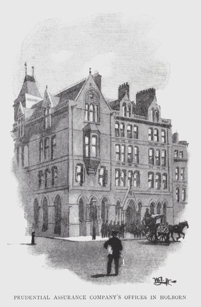 Escritórios da Prudential Assurance Company em Holborn (litho) de William Luker