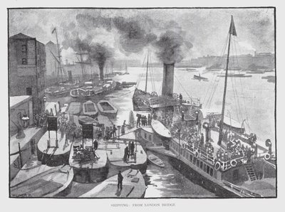 Navegação, a partir da Ponte de Londres (litho) de William Luker