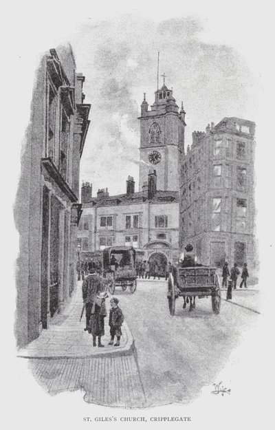 Igreja de São Giles, Cripplegate (litho) de William Luker