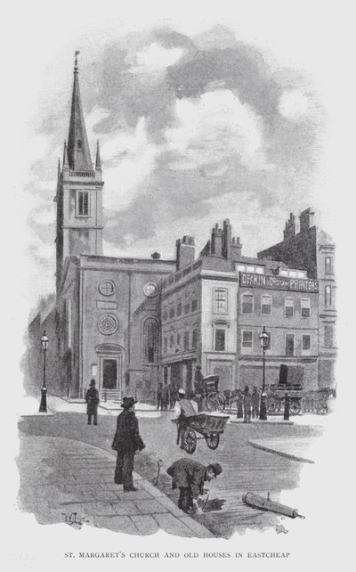 Igreja de Santa Margarida e Casas Antigas em Eastcheap (litho) de William Luker