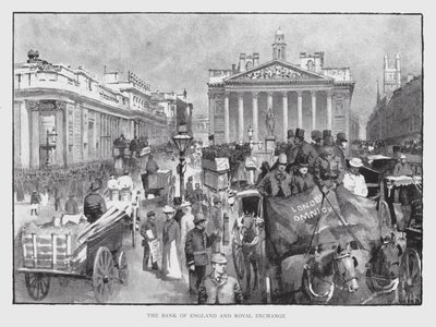 O Banco de Inglaterra e a Royal Exchange (litho) de William Luker