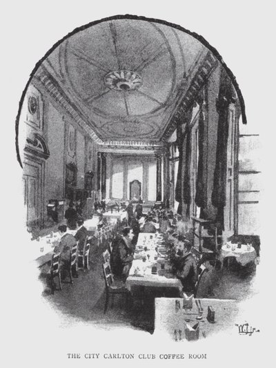 O café do City Carlton Club (litho) de William Luker