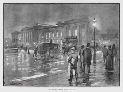 Os Correios Gerais, Noite (litho) de William Luker