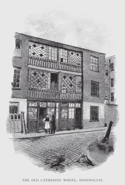 A Velha Roda Catherine, Bishopsgate (litho) de William Luker