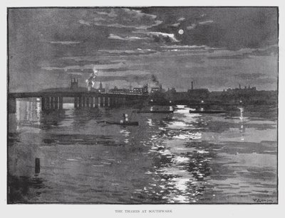 O Tâmisa em Southwark (litho) de William Luker