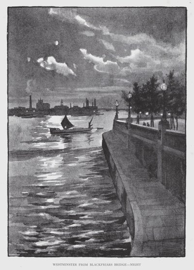 Westminster de Blackfriars Bridge, Night (litho) de William Luker
