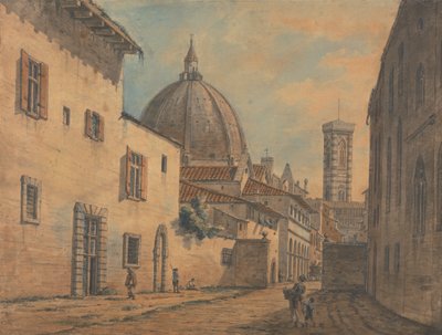 Uma rua em Florença com o Duomo e o Campanile em segundo plano de William Marlow