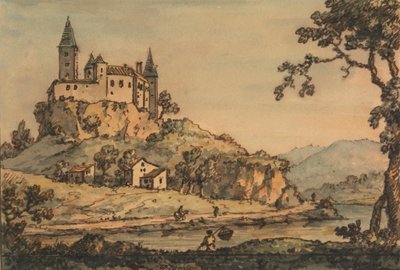 Castelo com vista para um rio de William Marlow