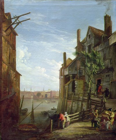 Vista do Tâmisa em Southwark Olhando para a Cidade (óleo sobre tela) de William Marlow