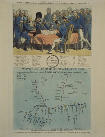 Nelson explica o plano de batalha de Trafalgar de William Marshall (after) Craig