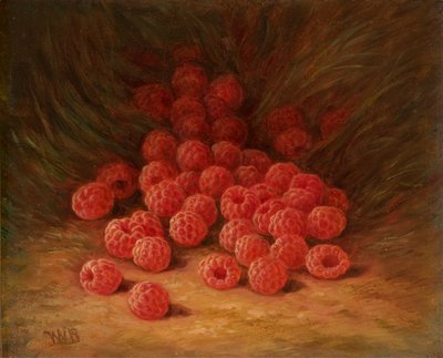 Framboesas vermelhas num chão de floresta 1866 (óleo sobre tábua) de William Mason Brown