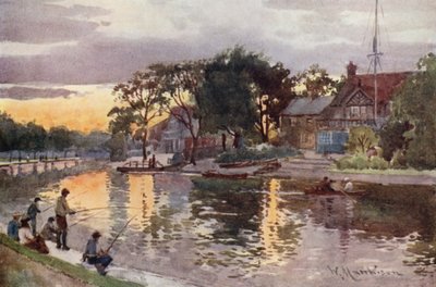 Universidade Boat-houses na Cam, Sunset de William Matthison