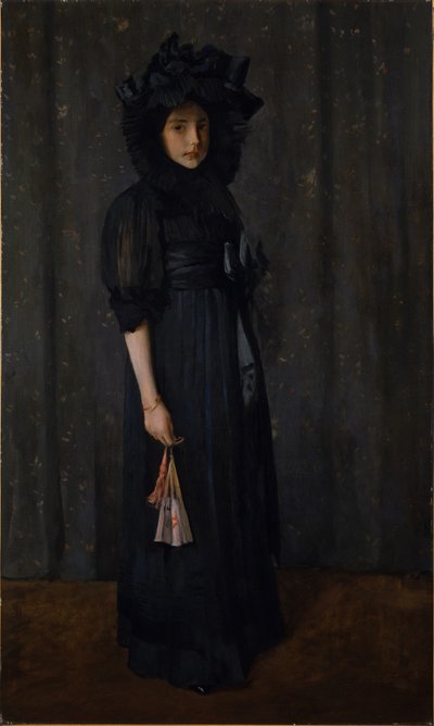 A filha do artista no vestido da mãe (Jovem de preto) de William Merritt Chase