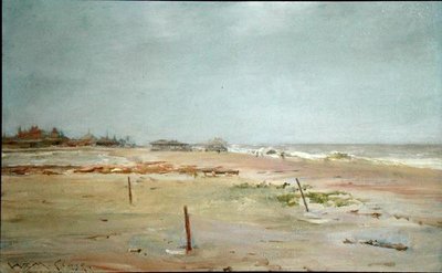 Cena de praia (óleo sobre painel) de William Merritt Chase