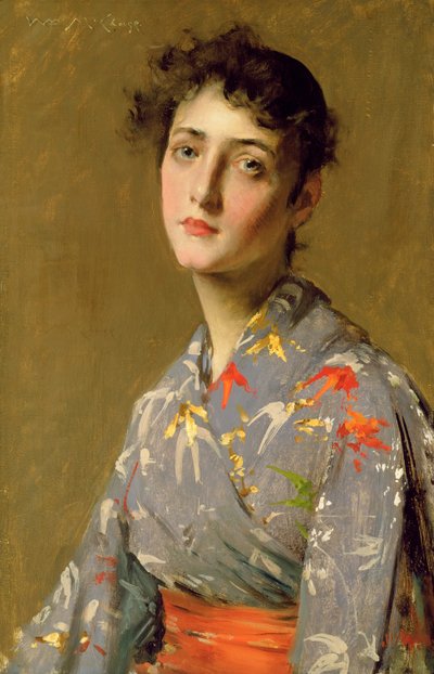 Garota em fantasia japonesa, c.1888 (óleo sobre tela) de William Merritt Chase