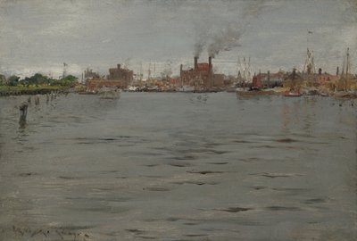 Cena do porto, docas do Brooklyn de William Merritt Chase