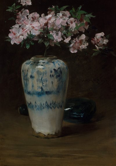 Vaso chinês da azálea cor-de-rosa, 1880-90. de William Merritt Chase